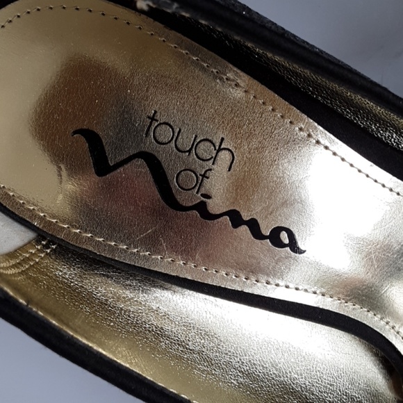 Touch of Nina black sparkley peep toe heels - Picture 6 of 7